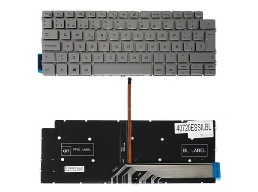 Clavier Espagnol 6VXWW pour Dell Inspiron 7490 7391 Argent Rétroéclairé