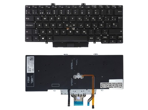 Clavier espagnol H2DXX pour Dell Latitude 5400 5410 7400 avec rétroéclairage et pointeur.