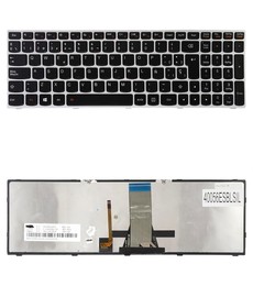 Teclado espanhol retroiluminado 25214785 para Lenovo Ideapad G50 Z50 B50 com moldura prateada
