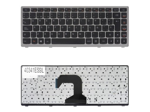 Teclado Espanhol 25213450 para Lenovo Ideapad S400 S300 com moldura prateada