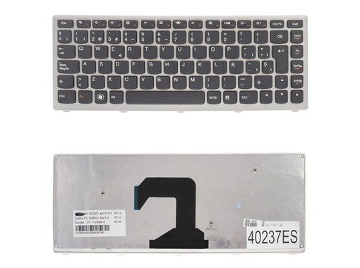 Teclado Espanhol 25212321 para Lenovo IdeaPad U410 com moldura prateada