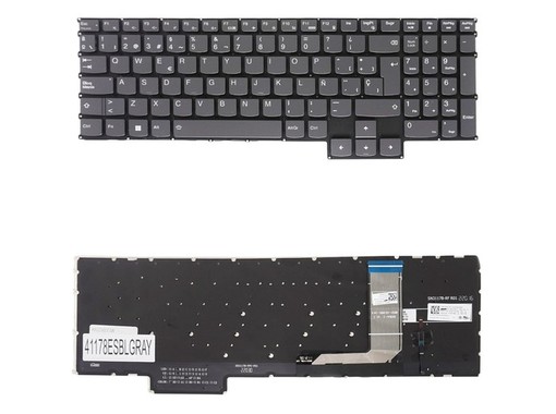 Teclado espanhol 5CB1L50237 para Lenovo LOQ 15IRH8 16IRH8 e Legion S7, retroiluminado e cinzento