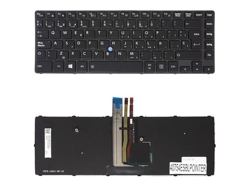 Spanische Tastatur G83C000GV5UE für Toshiba Tecra A40-C mit Hintergrundbeleuchtung und Pointer