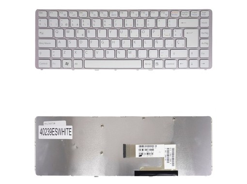 Spanish Keyboard 1-487-387-11 for Sony Vaio VGN-NW Series White with Silver Frame