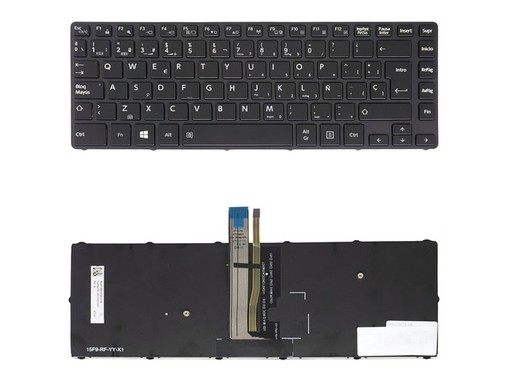 Clavier Espagnol P000684310 pour Toshiba Tecra A40-C R40-C Rétroéclairé avec Cadre