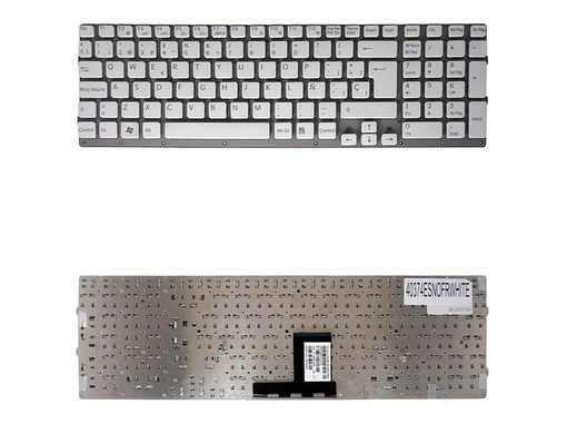 Spanische Tastatur MP-09L23GR-8863 für Sony Vaio VPC-EC Serie, weiß rahmenlos