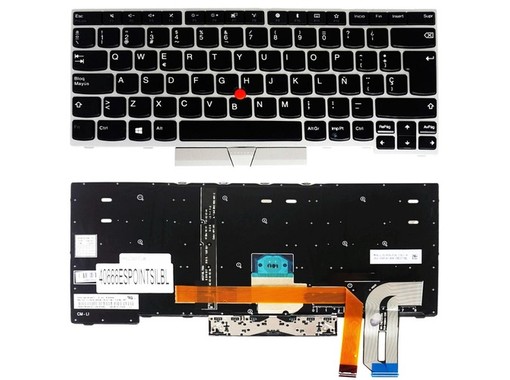 Teclado Espanhol 01YP240 para Lenovo ThinkPad E480 T490 com retroiluminação e apontador