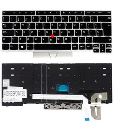 Spanische Tastatur 01YP240 für Lenovo ThinkPad E480 T490 mit Zeiger und silbernem Rahmen