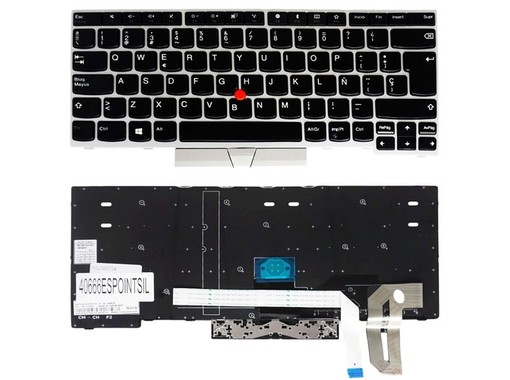 Teclado Español 01YP240 para Lenovo ThinkPad E480 T490 con Pointer y marco plateado