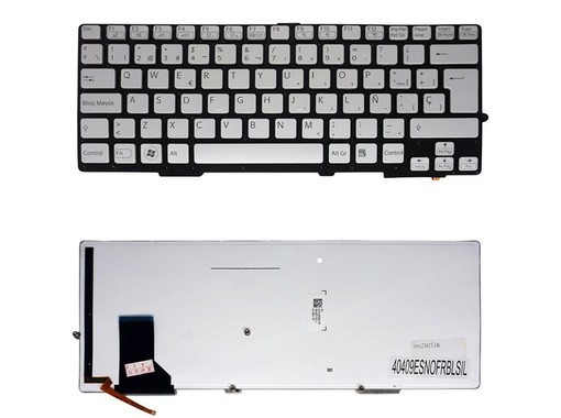 Spanish Keyboard 1-490-143-21 for Sony Vaio SVS13 SVE13 - Silver, Backlit