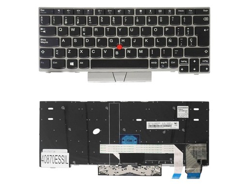 Clavier Espagnol 01YP080 pour Lenovo ThinkPad X280 X390 avec Pointer et cadre argent
