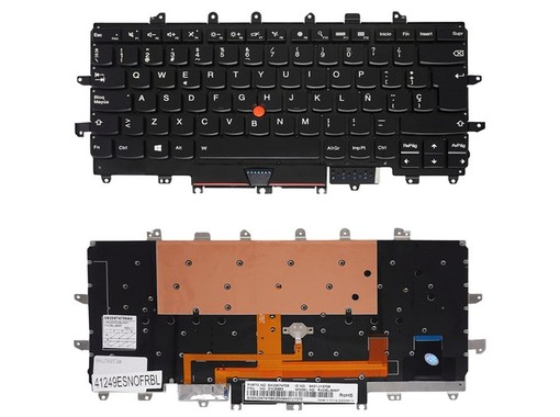 Spanish keyboard 01CE683 for Lenovo ThinkPad X1 Carbon 4th Gen (20FB, 20FC) with backlight and pointer.