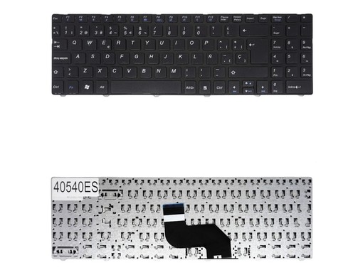 Teclado Espanhol V128862AS1 para portátil MSI CR640 CX640 com moldura preta