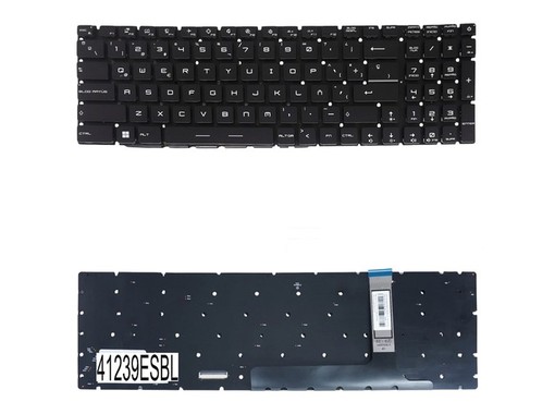 Spanish keyboard V195122AK2 for MSI GE76 Raider and Leopard laptop, backlit and frameless.