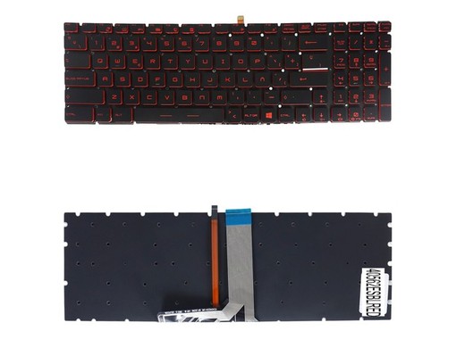 Teclado Espanhol V143422AK1 para portátil MSI GS60 PX60 com retroiluminação vermelha sem moldura.