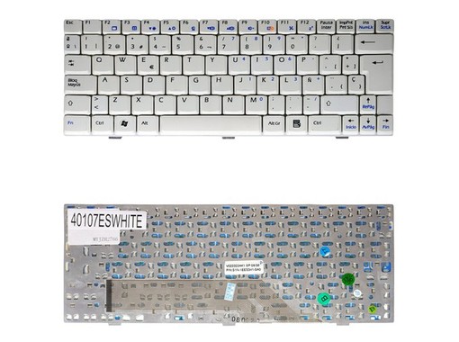 White Spanish Keyboard V022322BS2 for MSI Wind U90 U100 U120 with frame
