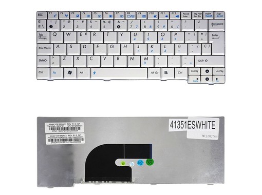 Teclado espanhol para Asus EEE PC MK90 MK90H branco, referência 0KNA-1G2SP01