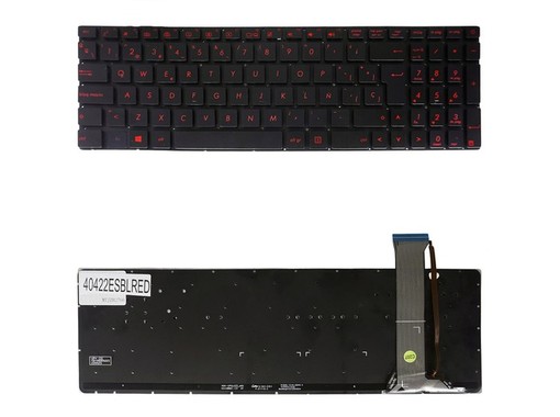 Clavier espagnol pour Asus ROG GL552 GL752 avec rétroéclairage rouge 90NB07Z1-R31GE0