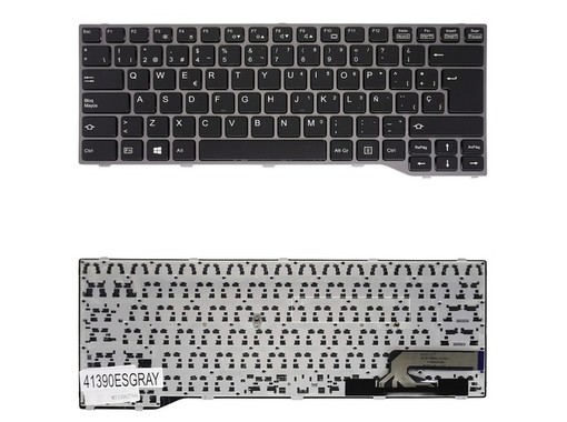 Teclado Español CP691163-XX para Fujitsu Lifebook T725 T726 Q775 con marco gris
