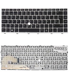 Clavier espagnol L14377-001 pour HP EliteBook 840 G5 et 745 G5 avec cadre argenté