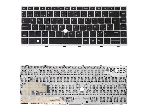 Teclado Espanhol L14377-001 para HP EliteBook 840 G5 e 745 G5 com moldura prateada