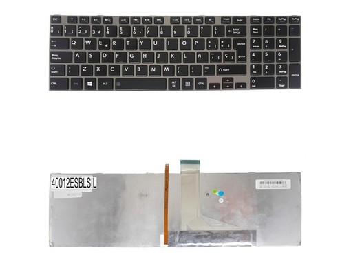 Clavier espagnol NSK-TV1SU pour Toshiba Satellite C850 C855 L850 avec cadre argenté