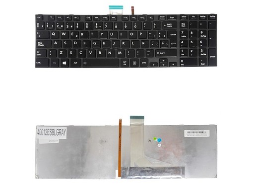Teclado Espanhol NSK-TV1SU para Toshiba Satellite C850 C855 com moldura cinzenta retroiluminado