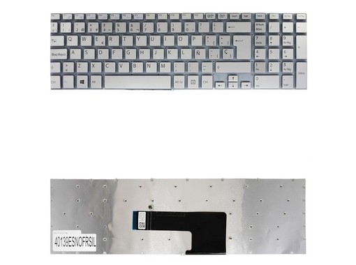 Clavier espagnol 9Z.NAEBQ.11A pour Sony Vaio Fit SVF15 SVF152 Argent Sans Cadre