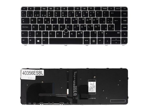 Spanish Keyboard 836308-001 for HP EliteBook 840 G3 with pointer and backlight