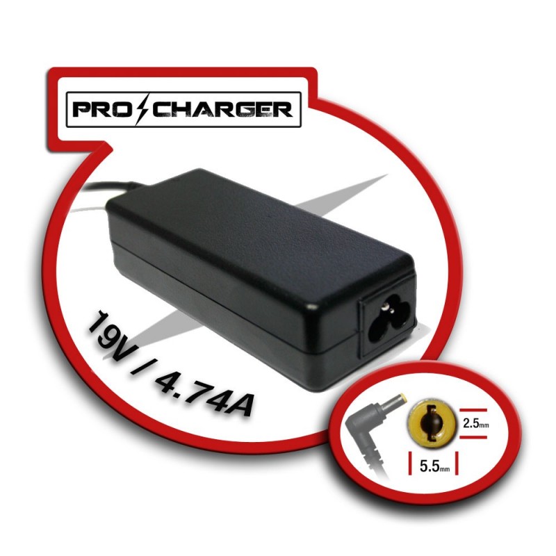 Carg. 19V/4.74A 5.5mm x 2.5mm 90w Pro Charger Carg. 19V/4.74A 5.5mm x 2.5mm 90w Pro Charger